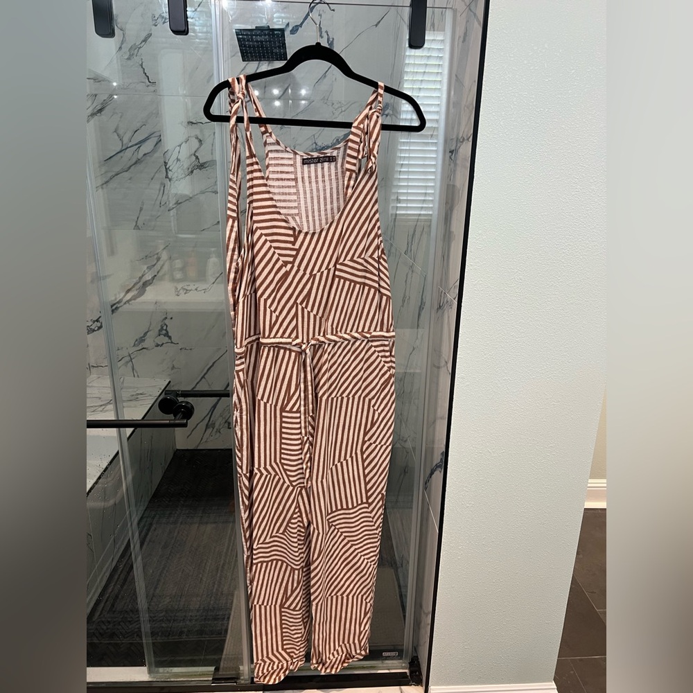 Mister Zimi women’s Striped Jumpsuit in Brown and White